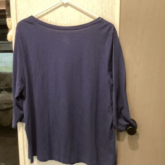 NWOT. St. John’s Bay Women’s 2X Navy Tee with 3/4 Length Sleeves - Picture 4 of 9
